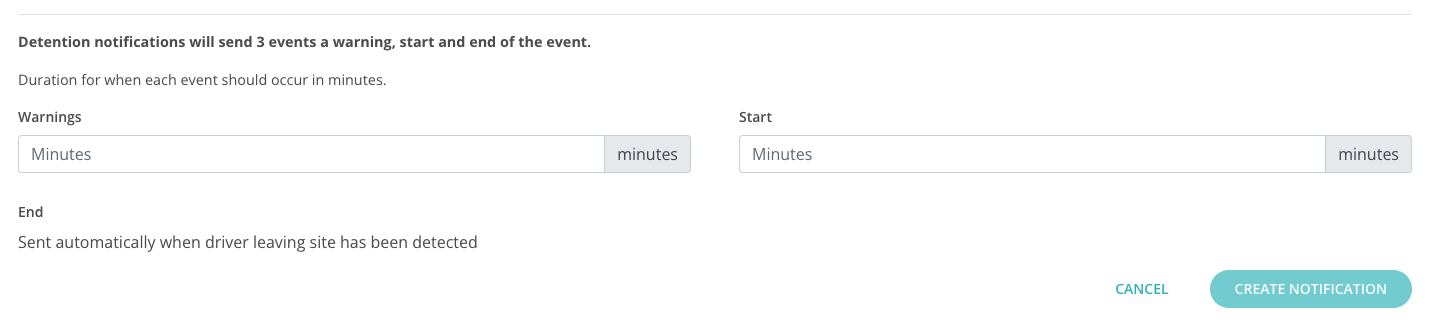 Detention notification timing setup
