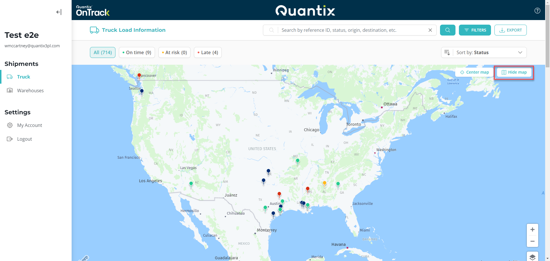 Hide Map button example