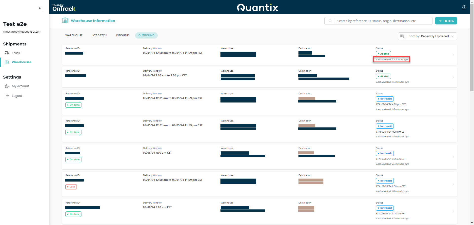 Outbound card last updated example