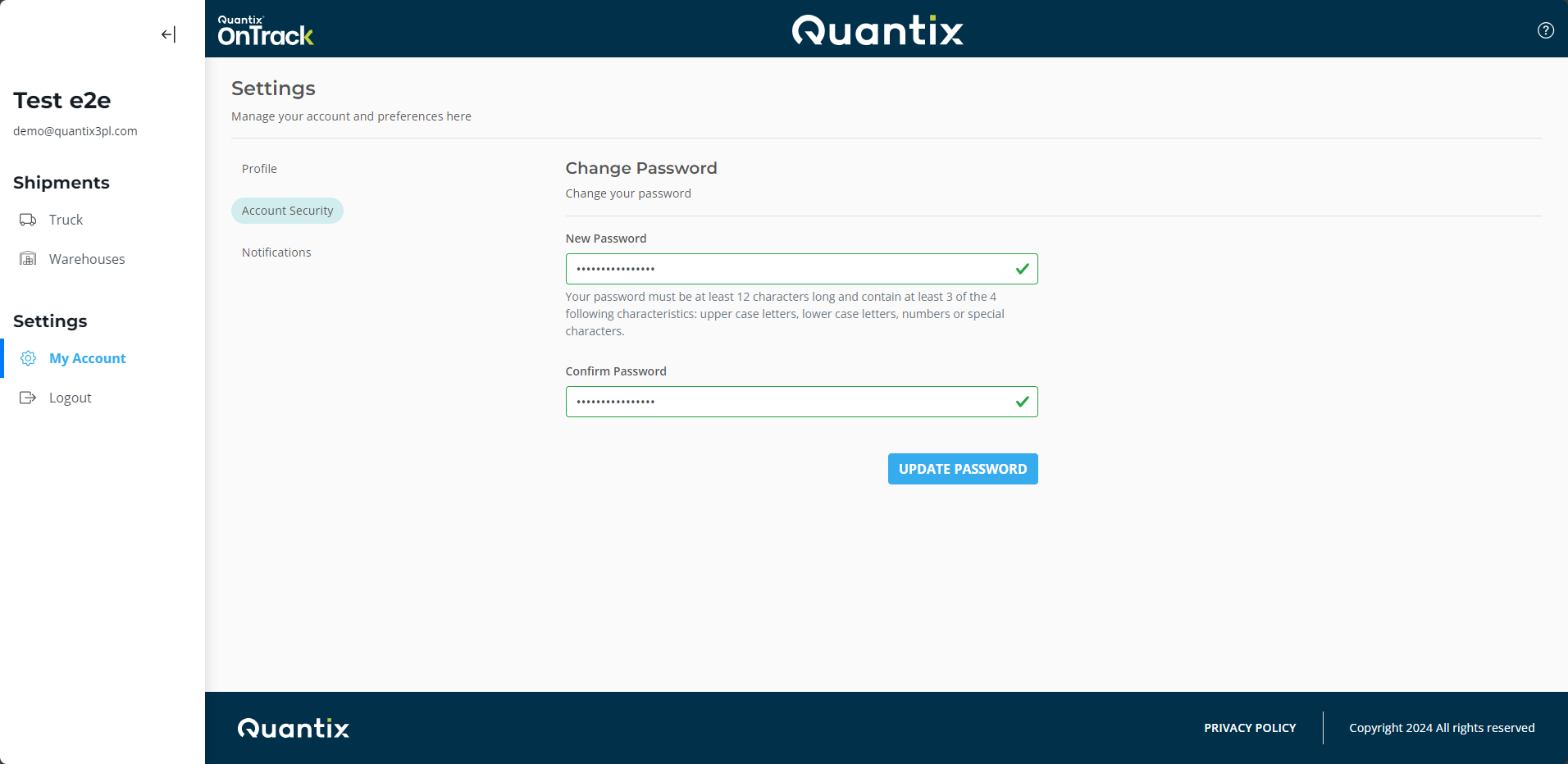 Account Security section example