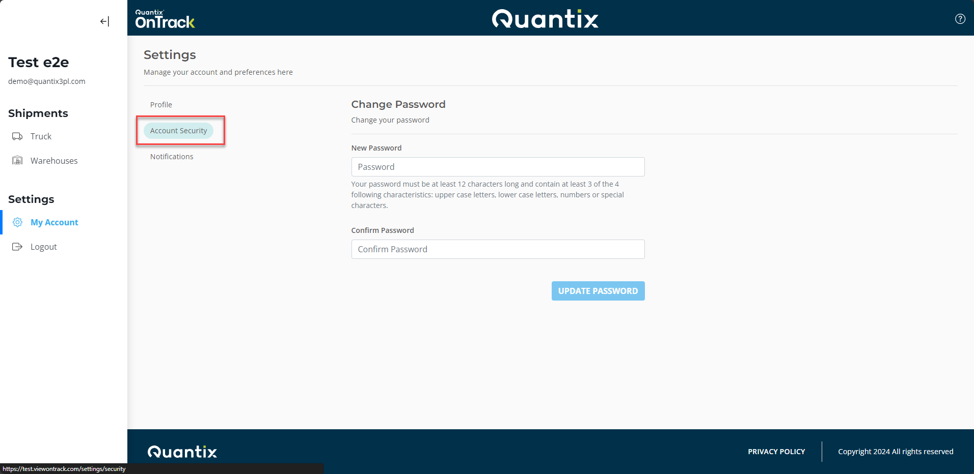 My Account button example