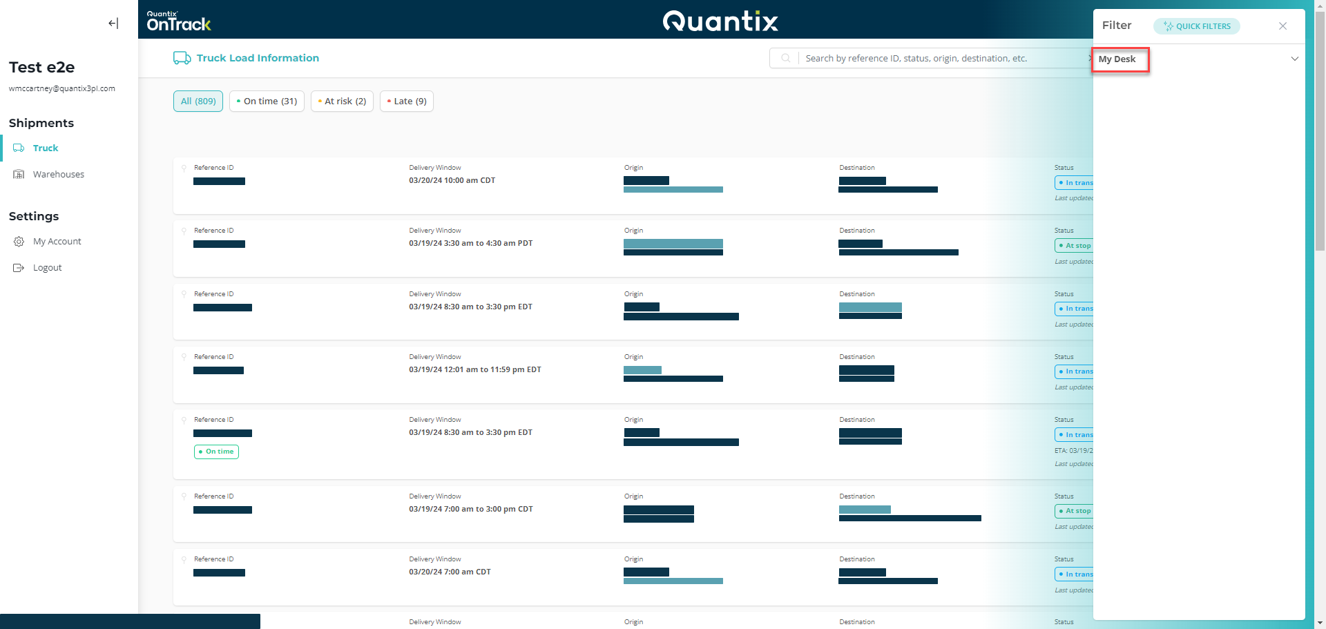 Saved filters list example