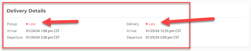 Shipment status bar example