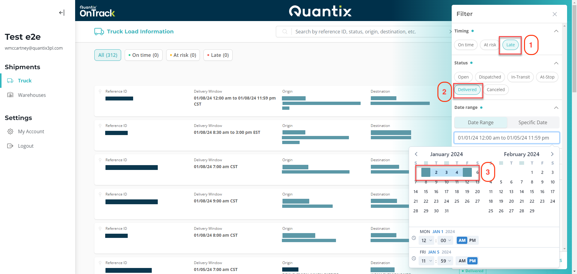 Late shipment filter example
