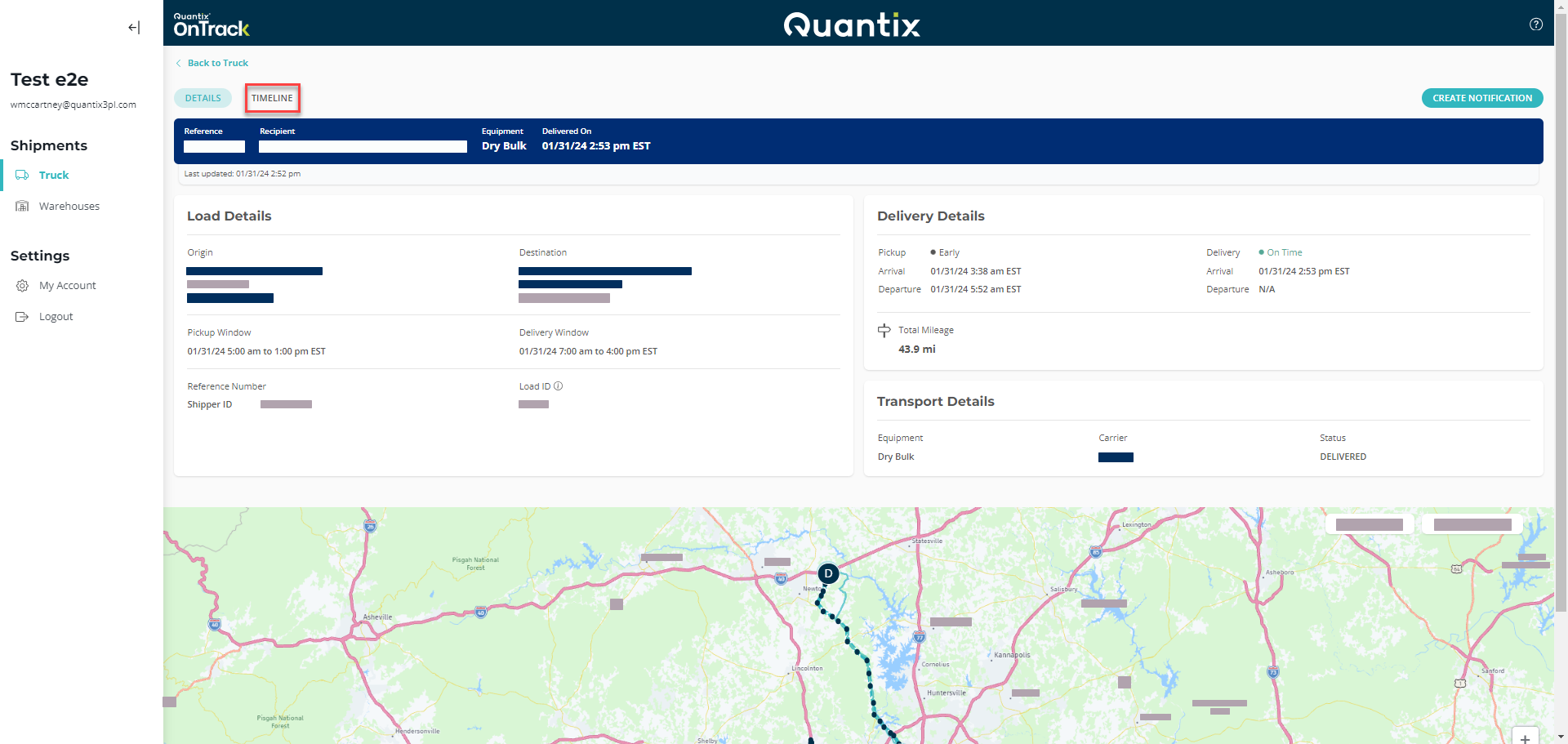 Timeline view tab selection